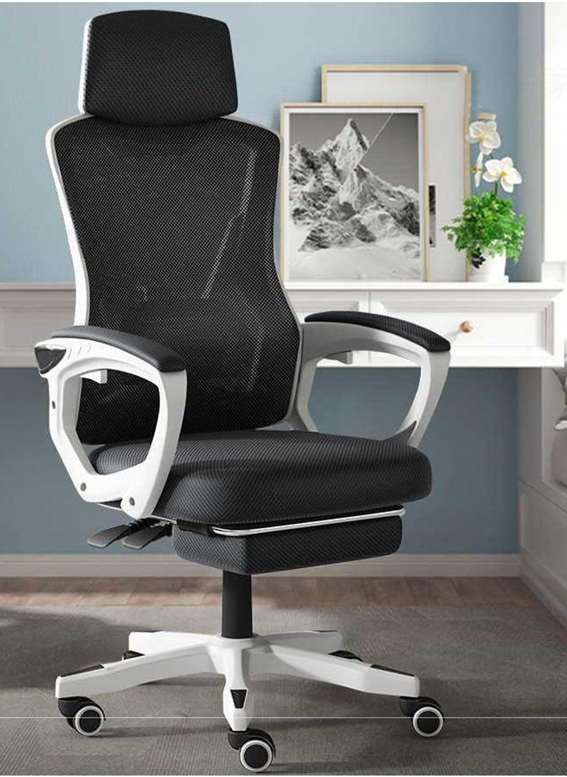 CityRiya-Long - Office Chair Computer Desk Chair Ergonomic Executive Mesh Office Chair Height-Adjustable Desk Chair Gaming Chair with Lumbar Support Backrest in Sleek （z1-White） - Image 1