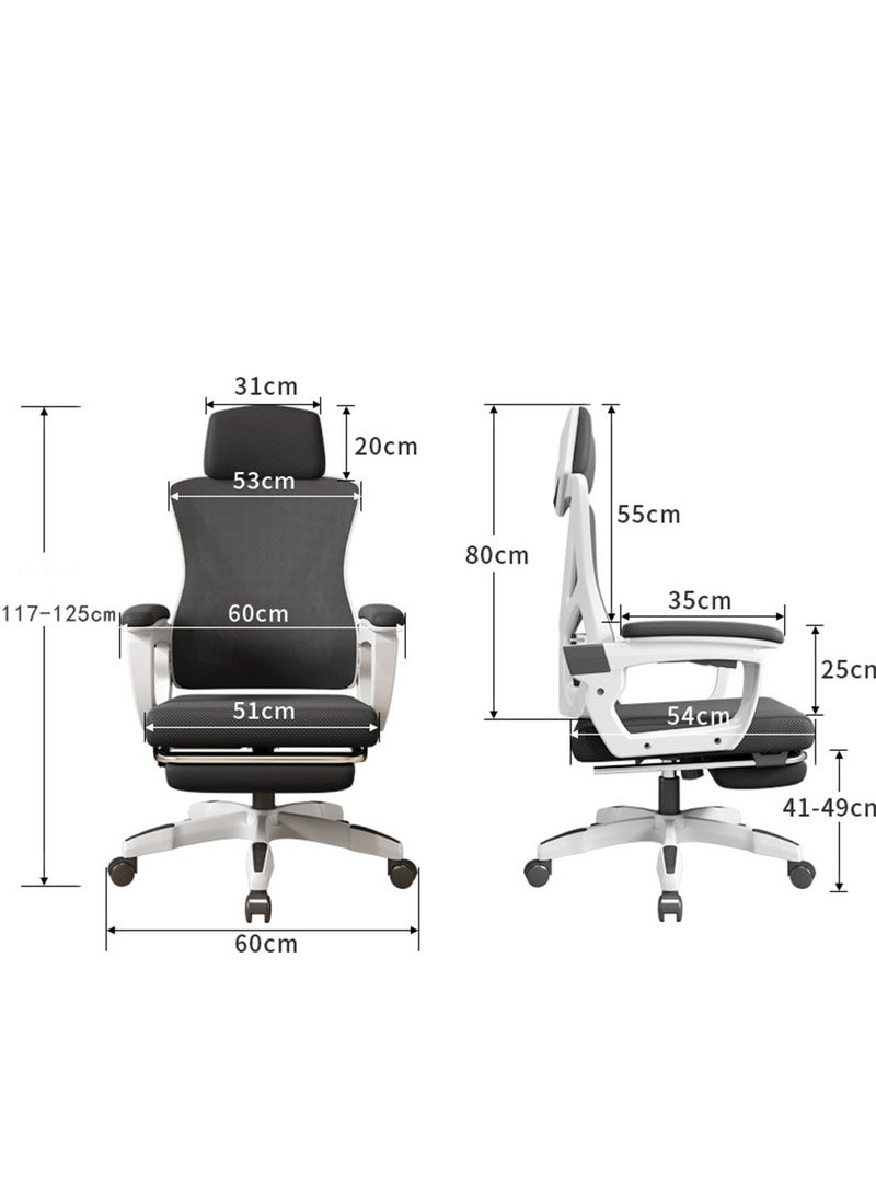 CityRiya-Long - Office Chair Computer Desk Chair Ergonomic Executive Mesh Office Chair Height-Adjustable Desk Chair Gaming Chair with Lumbar Support Backrest in Sleek （z1-White） - Image 1