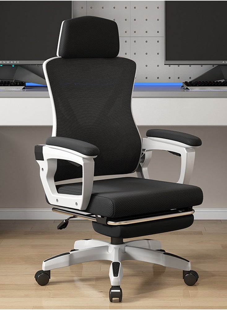 CityRiya-Long - Office Chair Computer Desk Chair Ergonomic Executive Mesh Office Chair Height-Adjustable Desk Chair Gaming Chair with Lumbar Support Backrest in Sleek （z1-White） - Image 1