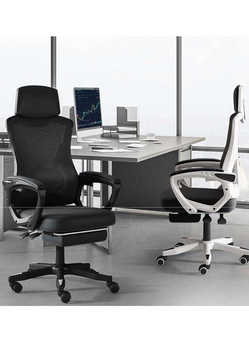 CityRiya-Long - Office Chair Computer Desk Chair Ergonomic Executive Mesh Office Chair Height-Adjustable Desk Chair Gaming Chair with Lumbar Support Backrest in Sleek （z1-White） - Image 1