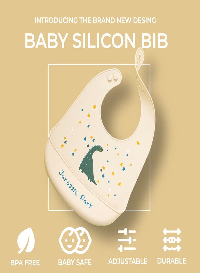 GUCHIGU Waterproof Silicone Baby Bib for Feeding Babies and Toddlers, Unisex Silicon Baby Feeding Bibs for Infants and Toddlers 4M to 4Yr Cute Printing with Rice Pocket (BB2027R, 1Pc) - Image 3