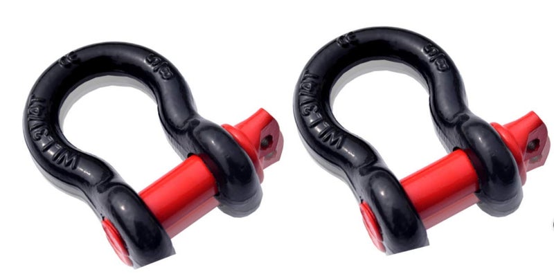 QIQU 2Pack 58inch DRing ShackleSteel Shackle for TowingHeavy Duty Forged Steel with 325ton Ton Capacity 58inch Black with Red Pin - Image 3