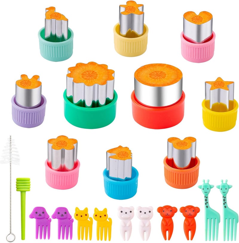Nifogo Fruit Cutters Shapes for Kids 22 Pcs, Mini Cookie Cutters Set, Vegetable Cutter with Food Picks - Image 1