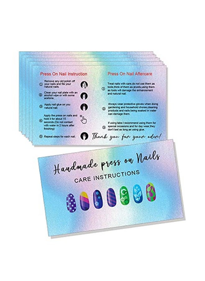 MAOSH Press On Nail Application Instructions Cards Nail Aftercare Instructions Cards 2 X 3.5" Inch Business Card Size Diy Press On Nail Kit 50 Pack  - Image 1