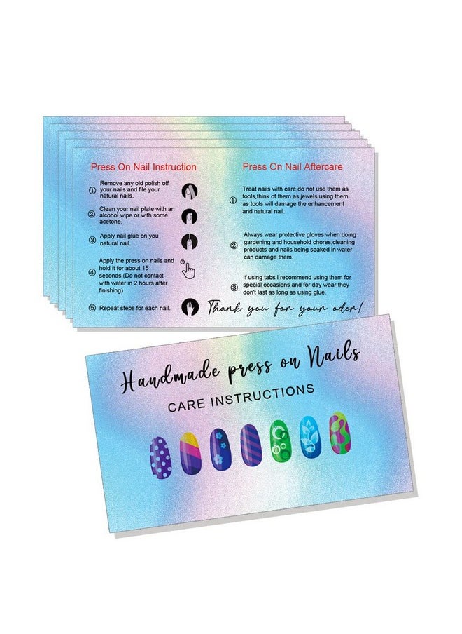 MAOSH Press On Nail Application Instructions Cards Nail Aftercare Instructions Cards 2 X 3.5" Inch Business Card Size Diy Press On Nail Kit 50 Pack  - Image 2