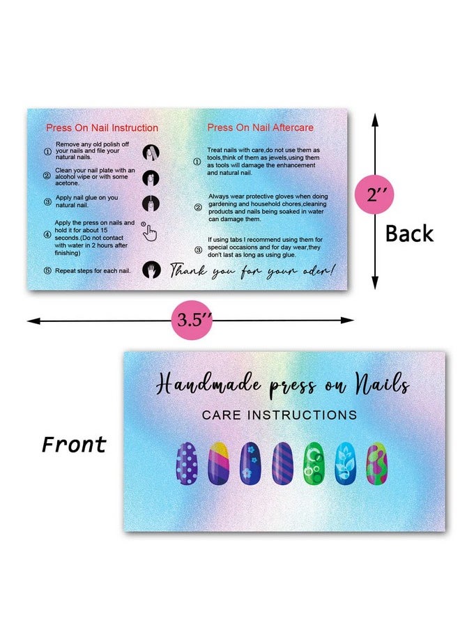 MAOSH Press On Nail Application Instructions Cards Nail Aftercare Instructions Cards 2 X 3.5" Inch Business Card Size Diy Press On Nail Kit 50 Pack  - Image 4