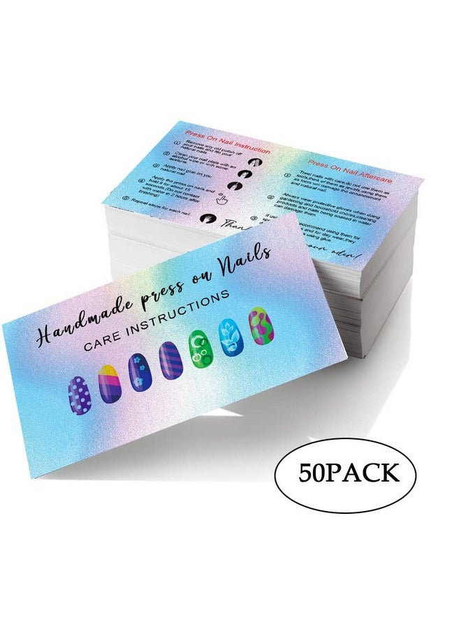 MAOSH Press On Nail Application Instructions Cards Nail Aftercare Instructions Cards 2 X 3.5" Inch Business Card Size Diy Press On Nail Kit 50 Pack  - Image 3