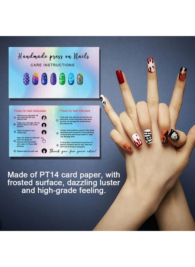 MAOSH Press On Nail Application Instructions Cards Nail Aftercare Instructions Cards 2 X 3.5" Inch Business Card Size Diy Press On Nail Kit 50 Pack  - Image 5