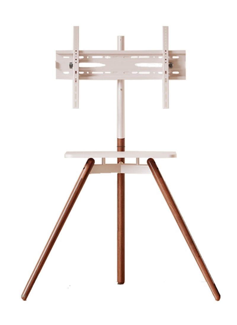 FlashHawk Tripod Floor TV Stand for 32-75 inch Screen TV, Height Adjustable, 15° Tilt Adjustable,TV Mount with Wooden Tray Cable Management, VESA 600*400 MM, Load-bearing 45 KG - White  - Image 1