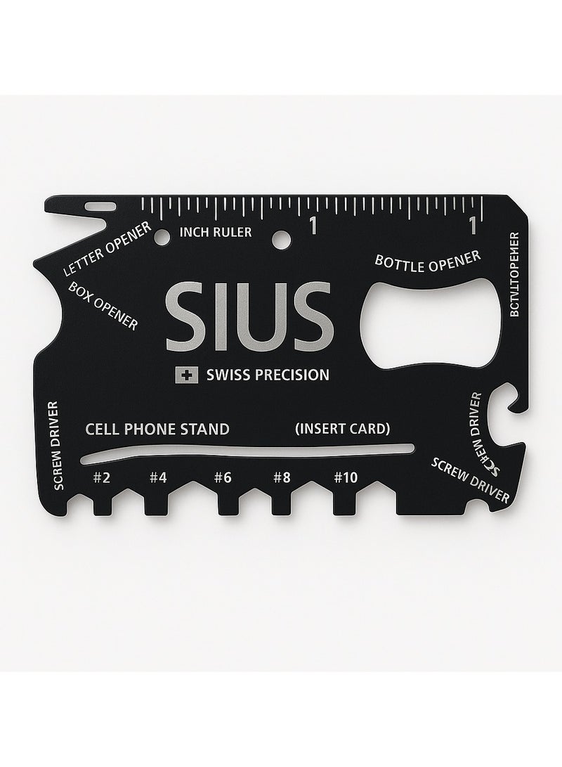Generic Ninja Wallet Multi-Tool: 12-in-1 Credit Card Size Survival Tool - Stainless Steel, Black Swiss made  - Image 2