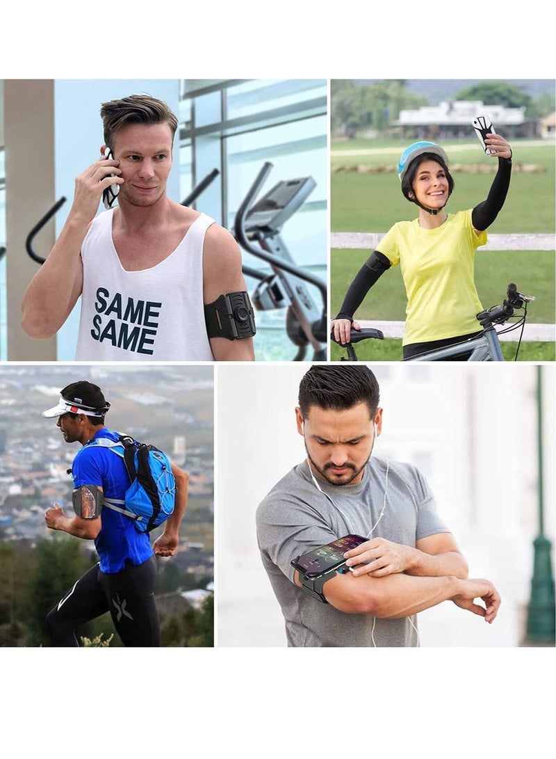 سيوسي حامل شارات للهاتف المحمول ، شريط ذراع للجري لهاتف iPhone X Xr Xs Max Huawei Mate 20 Samsung S9 S10 plus UniversaL لدوران 360 درجة وقابل للفصل (فحمي) - Image 3