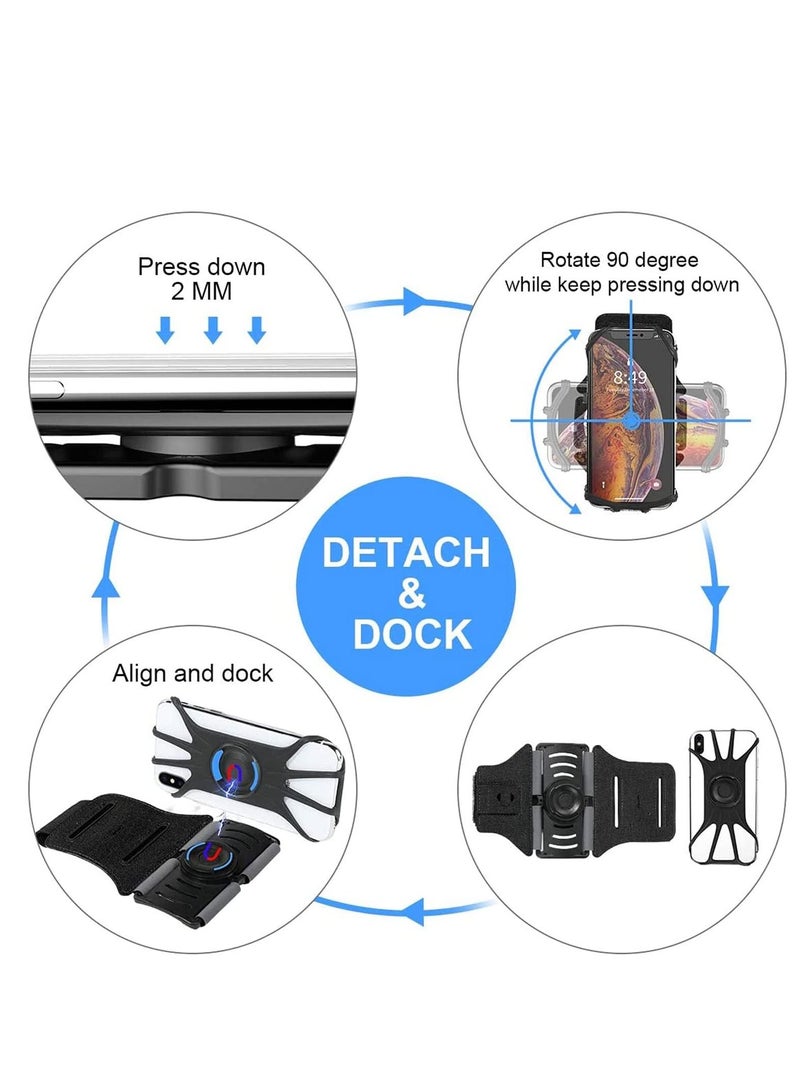 سيوسي حامل شارات للهاتف المحمول ، شريط ذراع للجري لهاتف iPhone X Xr Xs Max Huawei Mate 20 Samsung S9 S10 plus UniversaL لدوران 360 درجة وقابل للفصل (فحمي) - Image 4