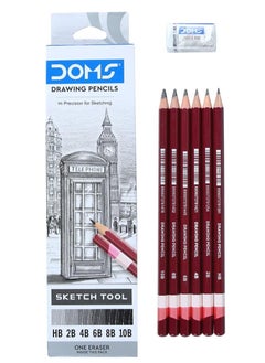 DOMS 6-Pieces Drawing & Sketching Graphite Pencil Set  - Image 1