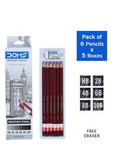 DOMS 6-Pieces Drawing & Sketching Graphite Pencil Set  - Image 3