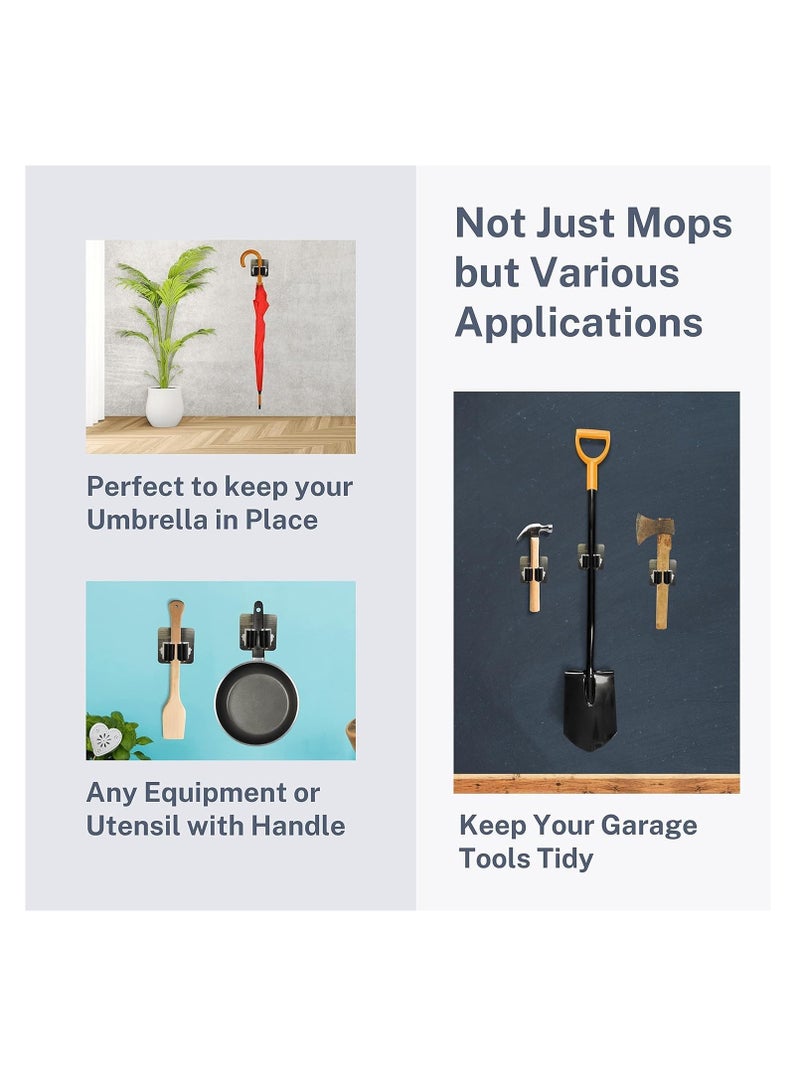 Dubkart Broom Mop Holder 4 Pack Broom Gripper Holds Self Adhesive - Image 5