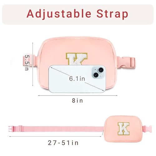 Aganmi Teen Girl Gifts Trendy Stuff Preppy Initial Travel Fanny Pack for Teenage Girls Cute Belt Bag Crossbody Bags Dorm Room Bedroom Essentials Trip Gifts Birthday Gifts for Teen Girls Pink T - Image 5