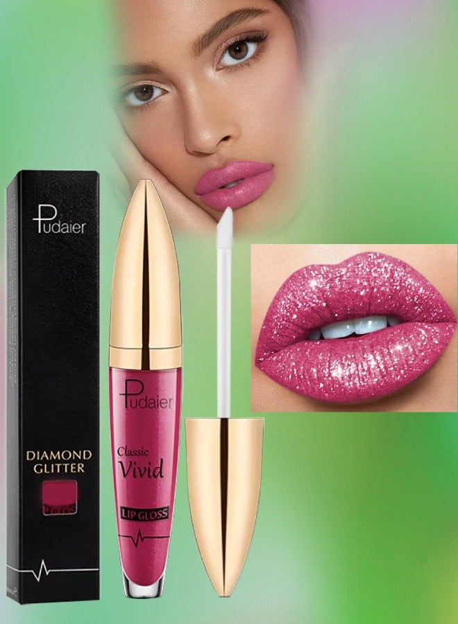 pudaier Diamond Glitter Shiny Matte Lipstick Glitter Liquid Lip Gloss Sparkling High Pigment Waterproof Long Lasting Lipstick Bold Shimmer Lip Glaze Lip Waterproof Lip Liner and Lipstick 02 - Image 1