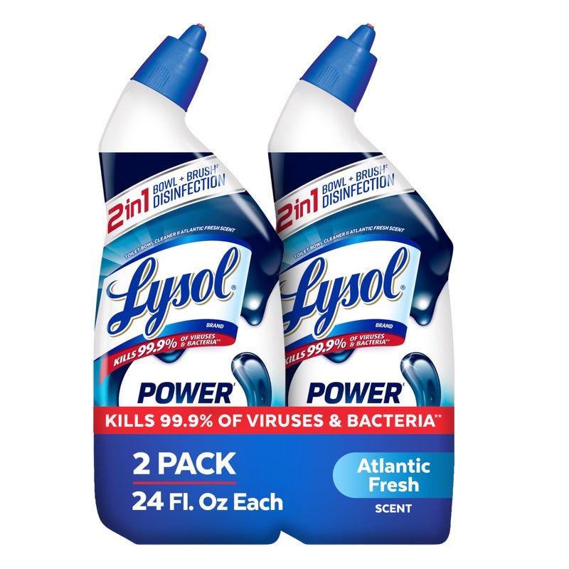 Lysol Toilet Bowl Cleaner, Max Strength Bathroom Cleaning Supplies, Toilet Bowl Cleaner Clinging Gel, Home Essential, Instant Stain Removal, Disinfecting and Deodorizing, Bleach Free, 24 oz (2 ct) - Image 1