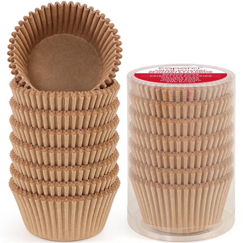 Caperci Standard Cupcake Liners for Baking 200 Counts - Caperci Greaseproof Muffin Baking Cups for Wedding Birthday Party Baby Shower Festivals (Natural) - Image 1