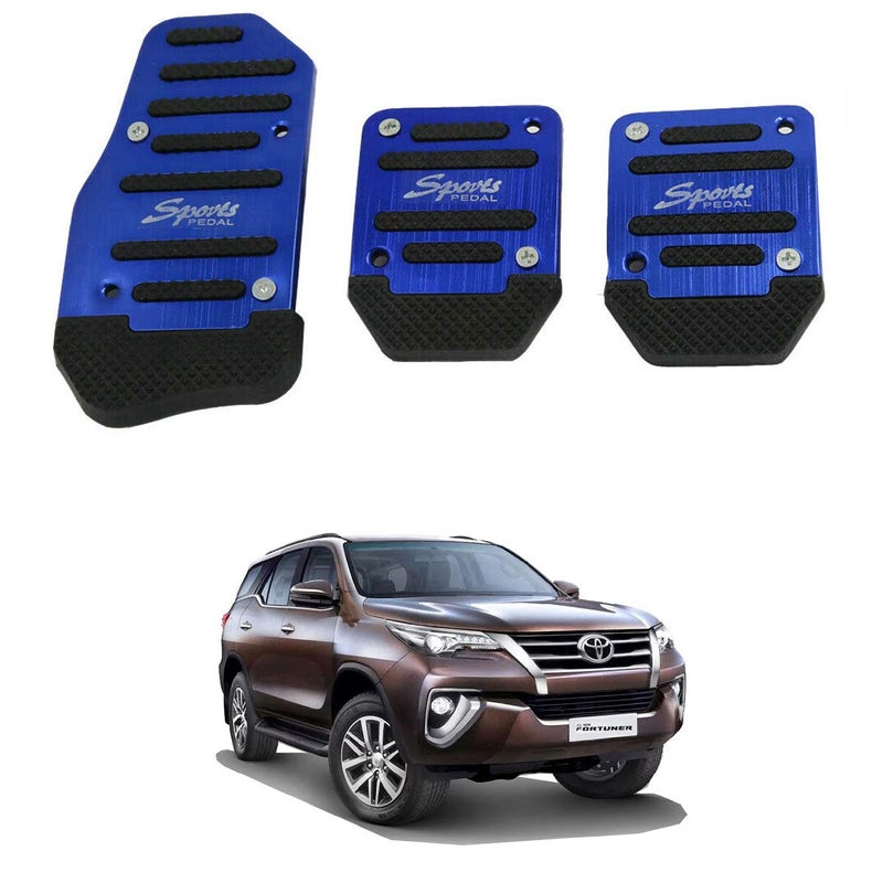 Oshotto مجموعة أغطية دواسات السيارة الرياضية Oshotto 3 قطع غير قابلة للانزلاق CS-373 متوافقة مع تويوتا فورتشنر القديمة (أزرق) - Image 1