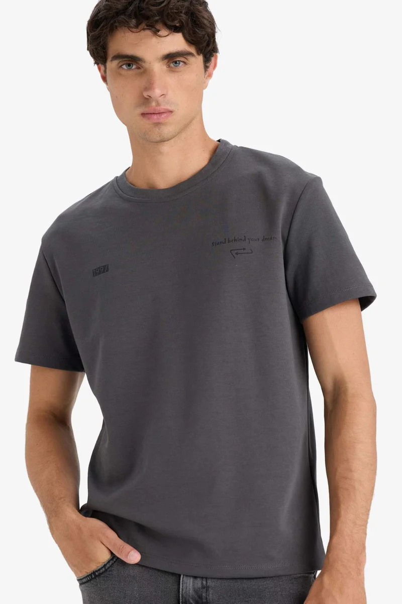 DeFacto Boxy Fit Crew Neck Printed Short Sleeve T-Shirt