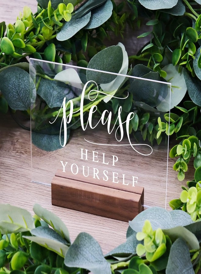 JINMURY Acrylic Please Help Yourself Sign with Wood Stand- 5”x 7" Clear Acrylic Wedding Table Sign with Holder for Wedding Reception & Event Party - Image 2