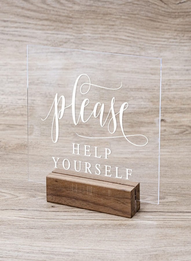 JINMURY Acrylic Please Help Yourself Sign with Wood Stand- 5”x 7" Clear Acrylic Wedding Table Sign with Holder for Wedding Reception & Event Party - Image 5