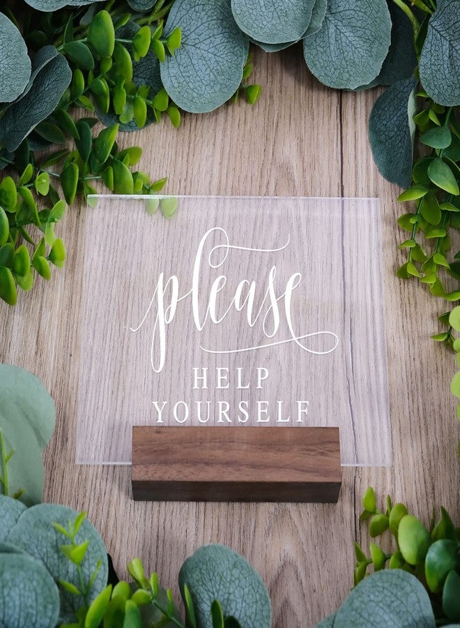 JINMURY Acrylic Please Help Yourself Sign with Wood Stand- 5”x 7" Clear Acrylic Wedding Table Sign with Holder for Wedding Reception & Event Party - Image 3