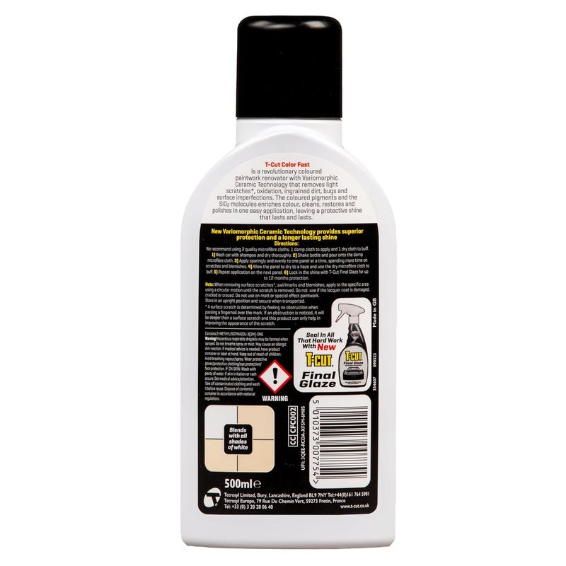 T-Cut 3 in 1 Color Fast Paintwork Restorer Car Polish - 500ml - Image 2