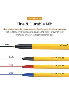 Monami Bp 153 Retractable Ballpoint Pen, Medium Point (1.0Mm), Black, 12-Count  - Image 3