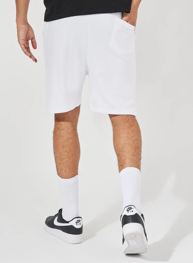 Styli Floral Printed Fleece Regular Shorts with Contrast Drawstring