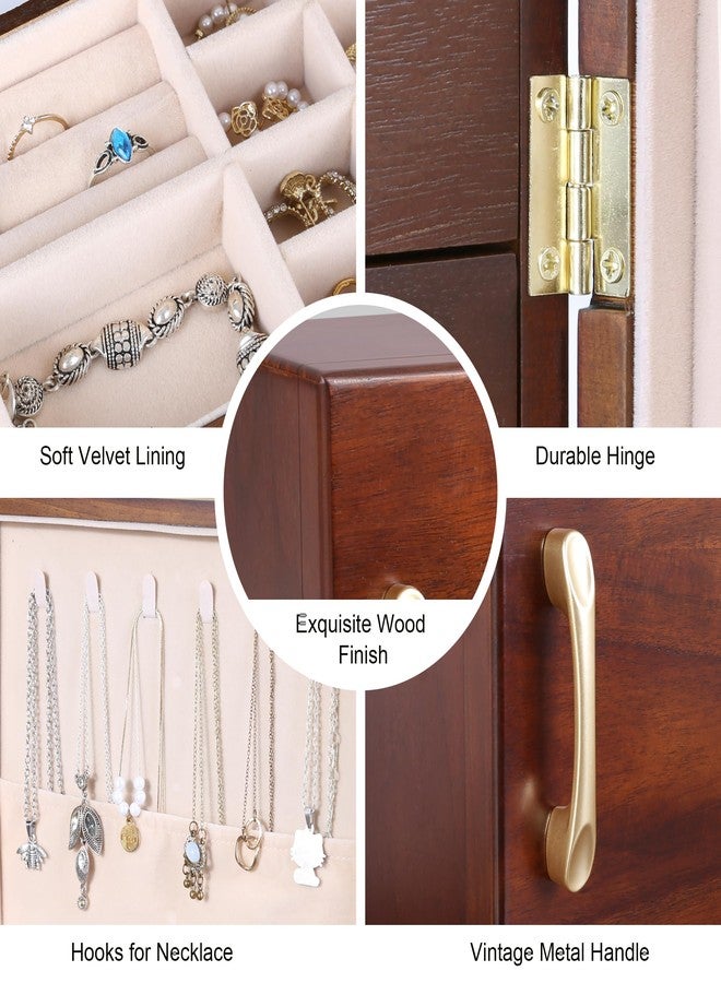 Kendal Wooden Jewelry Box for Women, Wooden Jewelry Organizer, 4-Layer Jewelry Organizer Box with Side Door, Single Door Jewelry Holder Organizer for Earrings, Necklaces, Rings - Image 4