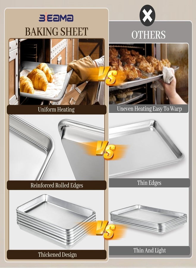 BIEAMA Aluminum Baking Sheet Set of 4, 2 Half Sheet Pans & 2 Quarter Size, Commercial Heavy Duty Cookie Sheets for Oven - Image 3