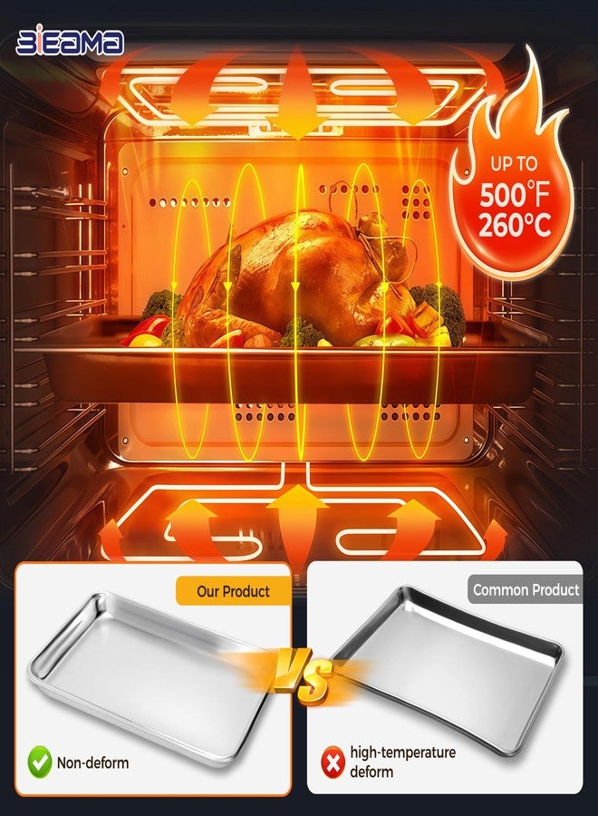 BIEAMA Aluminum Baking Sheet Set of 4, 2 Half Sheet Pans & 2 Quarter Size, Commercial Heavy Duty Cookie Sheets for Oven - Image 5