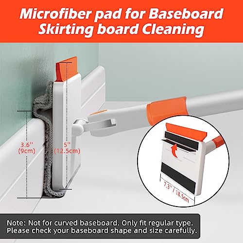Qaestfy Wall & Baseboard Cleaner Mop Tool with 49'' Long Handle for Cleaning Window Floor Skirting Board Ceiling Bathtub Tub Tile Scrubber Brush Duster with 4 Reusable Pads - Image 2