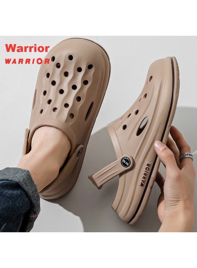 Pull Back Warrior Outdoor Perforated Shoes For Men, Non-slip Beach Sports Bathroom Outdoor Wear Sandals Hl02271 Khaki Size 40 - Image 3