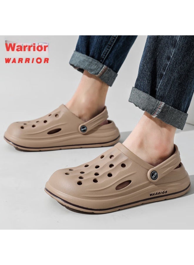 Pull Back Warrior Outdoor Perforated Shoes For Men, Non-slip Beach Sports Bathroom Outdoor Wear Sandals Hl02271 Khaki Size 40 - Image 1