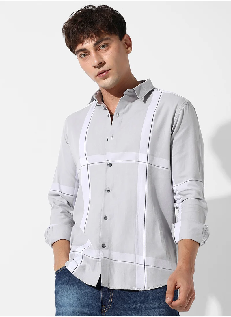 Campus Sutra Men's Tartan Plaid Button Up Shirt