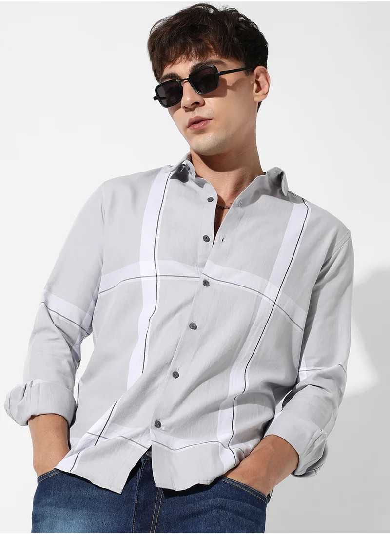 Campus Sutra Men's Tartan Plaid Button Up Shirt