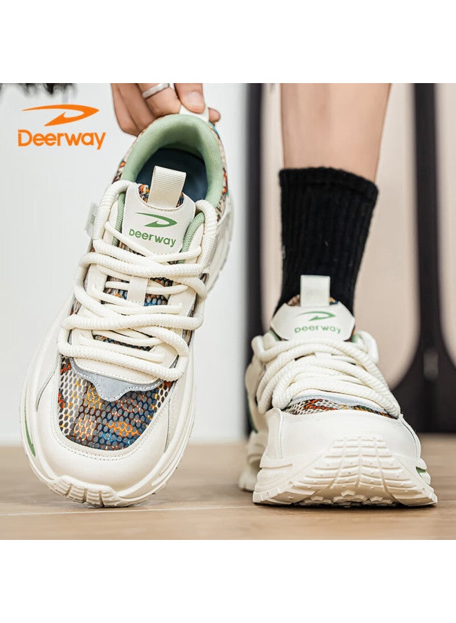 Deerway Men's Shoes Summer Mesh Dad Shoes Men's Casual Breathable Sports Running Shoes Light Green 42 - Image 3