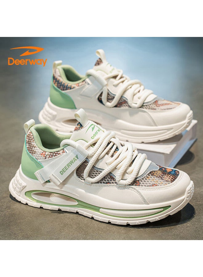 Deerway Men's Shoes Summer Mesh Dad Shoes Men's Casual Breathable Sports Running Shoes Light Green 42 - Image 1