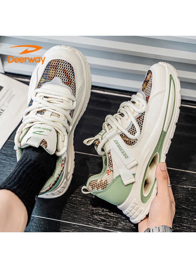 Deerway Men's Shoes Summer Mesh Dad Shoes Men's Casual Breathable Sports Running Shoes Light Green 42 - Image 5