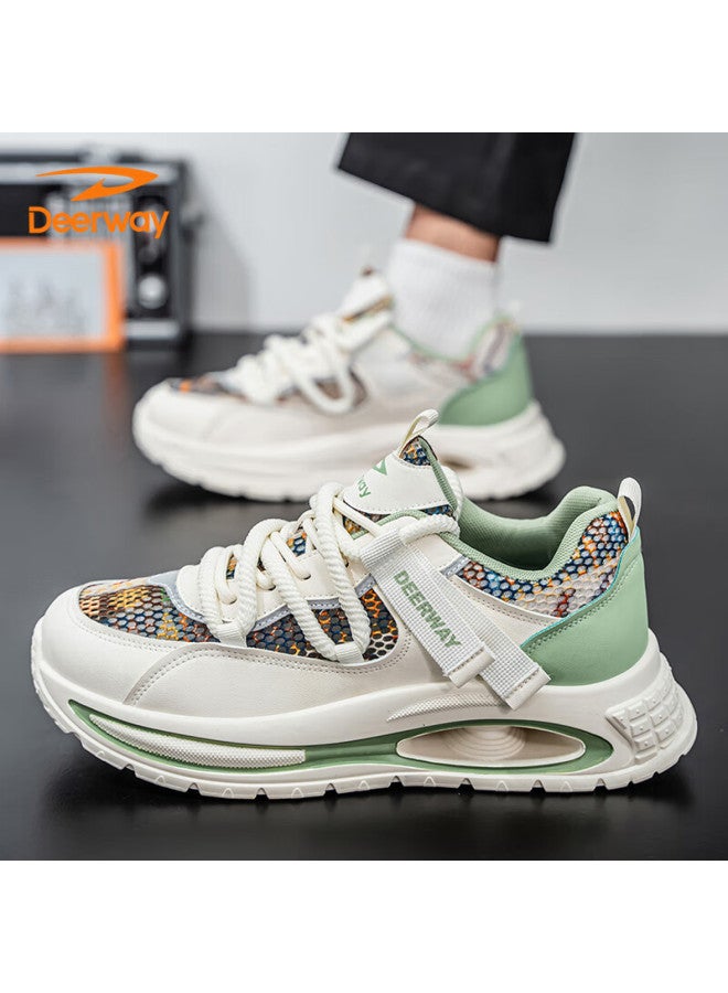 Deerway Men's Shoes Summer Mesh Dad Shoes Men's Casual Breathable Sports Running Shoes Light Green 42 - Image 4