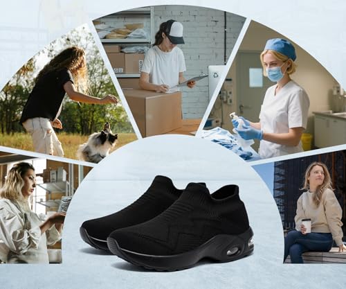 LARNMERN Steel Toe Steel Toe Shoes for Women Slip On Lightweight Nurse Shoes for Women Comfortable HandsFree Work Nursing Shoes Woman Safety Shoes Sneakers Size 8Black - Image 3