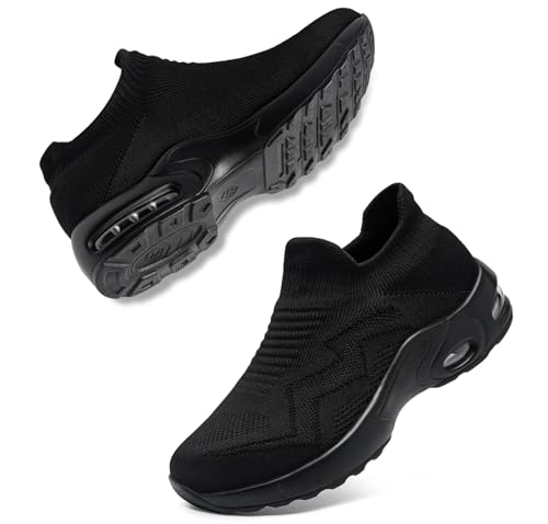 LARNMERN Steel Toe Steel Toe Shoes for Women Slip On Lightweight Nurse Shoes for Women Comfortable HandsFree Work Nursing Shoes Woman Safety Shoes Sneakers Size 8Black - Image 1