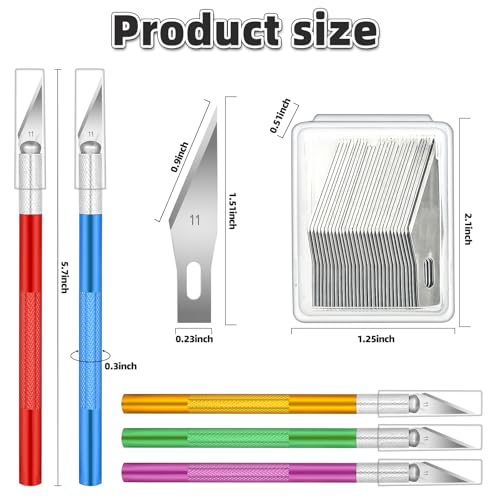 Egypamid 55 Pack Exacto Knife, Hobby Knife Set with 5 Craft Knives and 50 Precision Knife Blades(#11) for Art,Scrapbooking,Carving, DIY, Cutting, Stenciling by EGYPAMID - Image 2