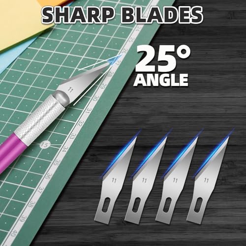 Egypamid 55 Pack Exacto Knife, Hobby Knife Set with 5 Craft Knives and 50 Precision Knife Blades(#11) for Art,Scrapbooking,Carving, DIY, Cutting, Stenciling by EGYPAMID - Image 4