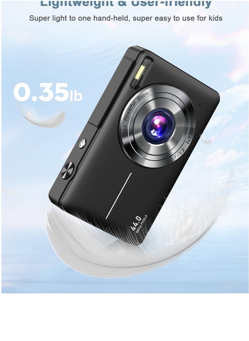 ASIV Digital Camera, FHD 1080P Kids Camera 44MP Point and Shoot Digital Cameras with 32GB SD Card, 16X Zoom, Lanyard - Image 3