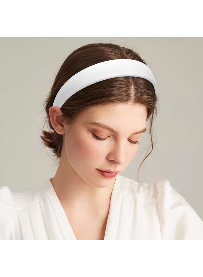 WantGor 1 Inch PU Leather Headband, Wide Padded Hairband Fashion Hair Bands Cute Womens Headbands Holiday DIY Hair Accessories (White) - Image 5
