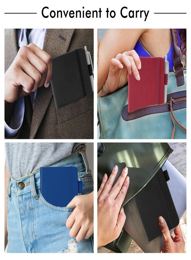 feela Pocket Notebook Notepad, Mini Cute Small Hardcover College Ruled Journals Office School Supplies, with 3 Black Pens, 3.5”x 5.5”, 3 Pack, A6, Vintage Colors, Red, Blue, Black - Image 5